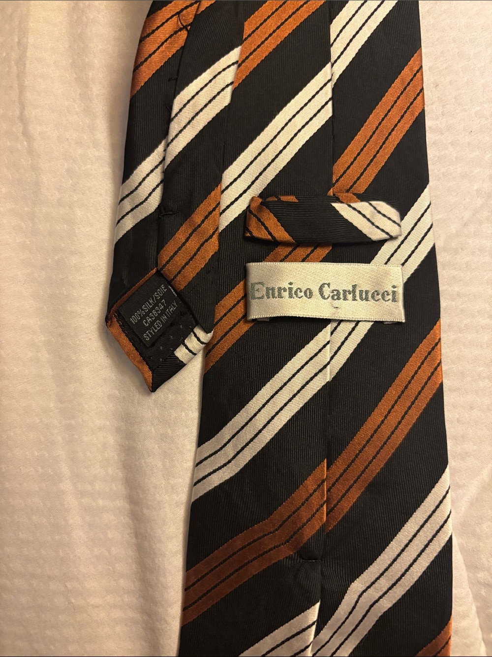 Men's Black & Orange Striped Silk Tie